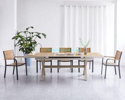 Vintage Industrial Furniture Commercial Plastic Wood Top Aluminum Frame Extendable Table Set