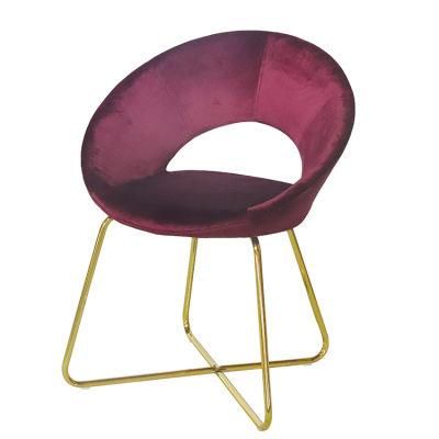 Modern Cheap Leisure Living Room Armchair Velvet Golden Plating Dining Chair
