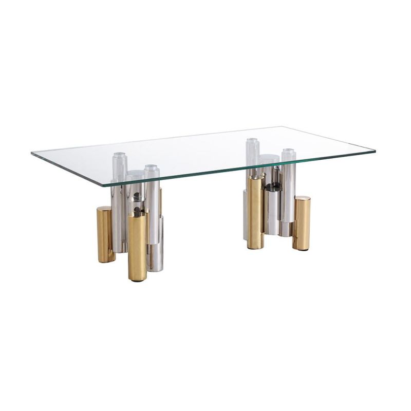 Modern Style Best Selling Low Price Metal Frame Glass Dining Table