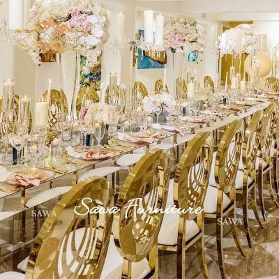 Modern Used Hotel Furniture Stainless Steel Dining Table and Chair Wedding Event