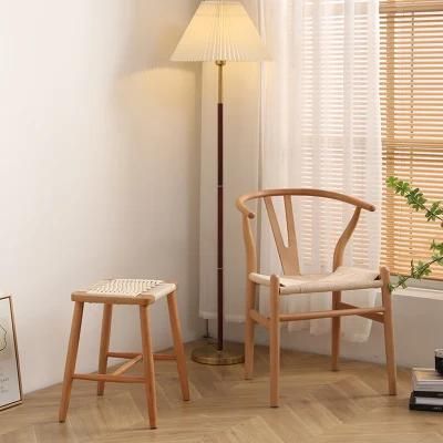 Rope Seat, Solid Beech Wood Dining Chair with Armrests