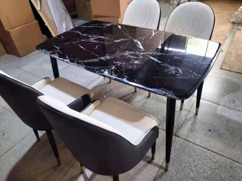 Latest Design Minimalism Marble Top Dining Table with Chairs