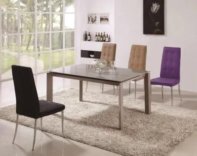 Modern Oil Painted Glass Furniture Triangle Metal Leg Dining Table