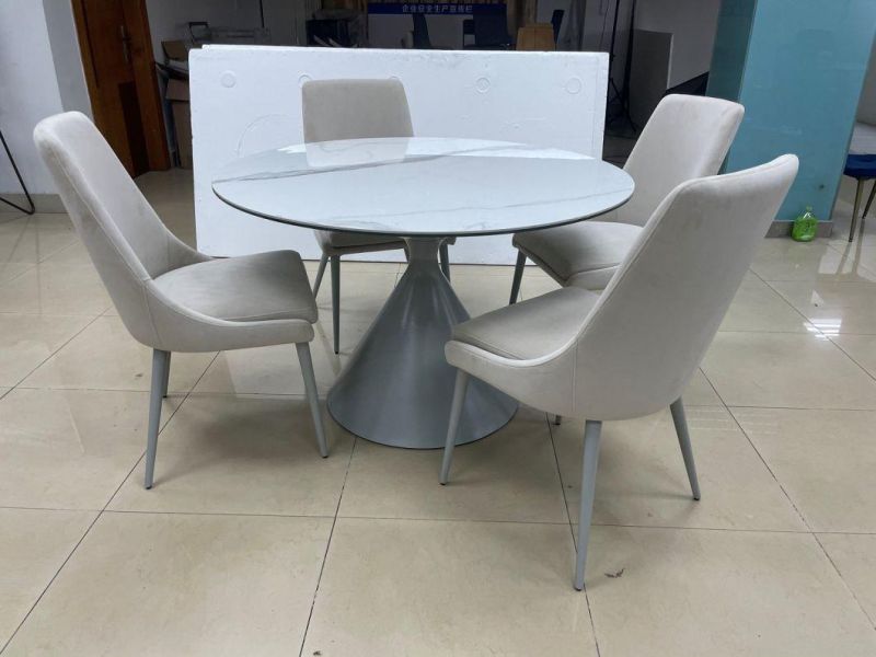 Dining Room Furniture Ceramic Dining Table with White Steel