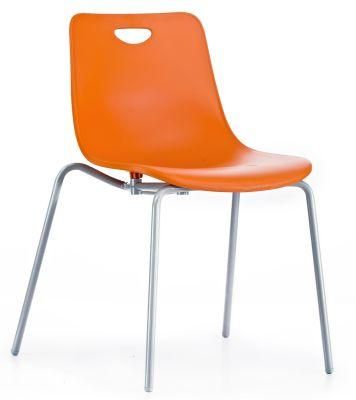 Orange Color PP Seat and Back Stacking Dining Chair