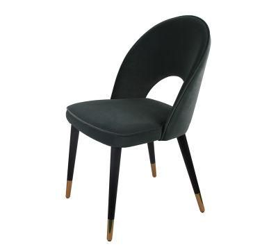 Wholesale High Quality Velvet Fabric Dining Chair with Gold Metal Legs