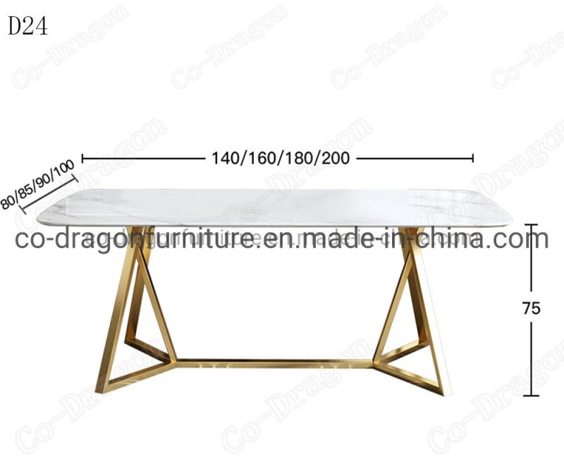 European Style Luxury Furniture White Rectangle Marble Top Dining Table
