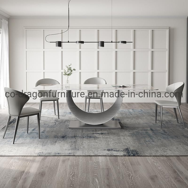 Fashion Steel Dining Table with Marble Top for Home Furniture