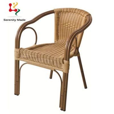 New Arrivial Furniture Hotel Resort Rattan Cane Wood Garden Backyard Leisure Sofa Chair with Armrest