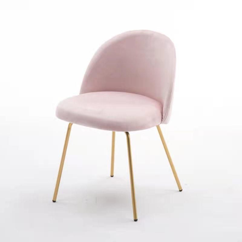 Comfortable Restaurant Hotel Round Backrest Velvet Metal Gold Legs Dining Chair