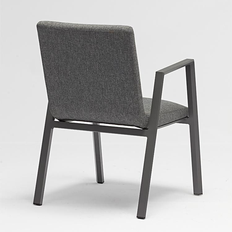 Outdoor Europe Type Modern Metal and Light Grey Fabric Chair for Dining