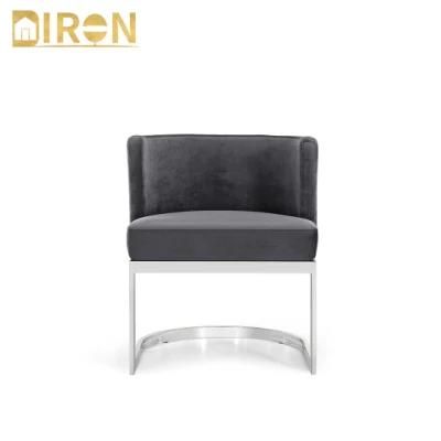 Modern Style Home Restaurant Kitchen Furniture Upholstered Colorful Velvet Chromed Steel Dining Chair