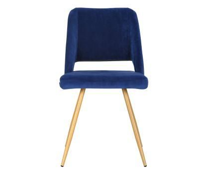Modern Furniture Fabric Dining Chair Restaurant Stainless Steel Legs Blue Velvet Leisure Chair
