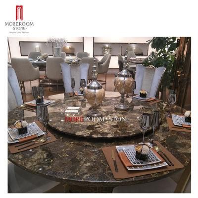 Royal Palace Luxury Apartment Gemstone Ammonite Sea Shell Fossil Nautilus Gemstone Round Kitchen Dining Room Table