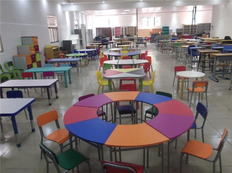 Red Dining Table and Chair School Canteen for Four Student