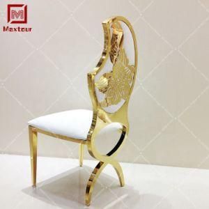 Luxury Gold Stainless Steel Half Moon Back X Leg Royal Wedding Chair