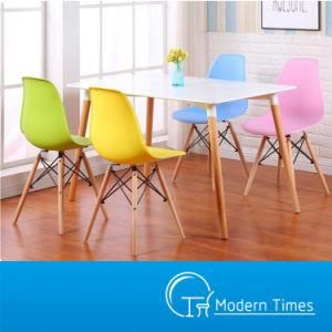 Modern Outdoor Furniture Simple PP Material Seat Wooden Leg Restaurant Dining Chair Outdoor Dining Chair