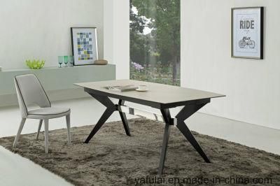 2018 Modern Extension Ceramic Tempered Glass Top Dining Table
