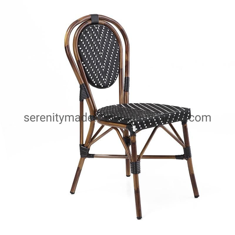 Wooden Frame PE Rattan Seat and Back Dining Chairs for Restaurant