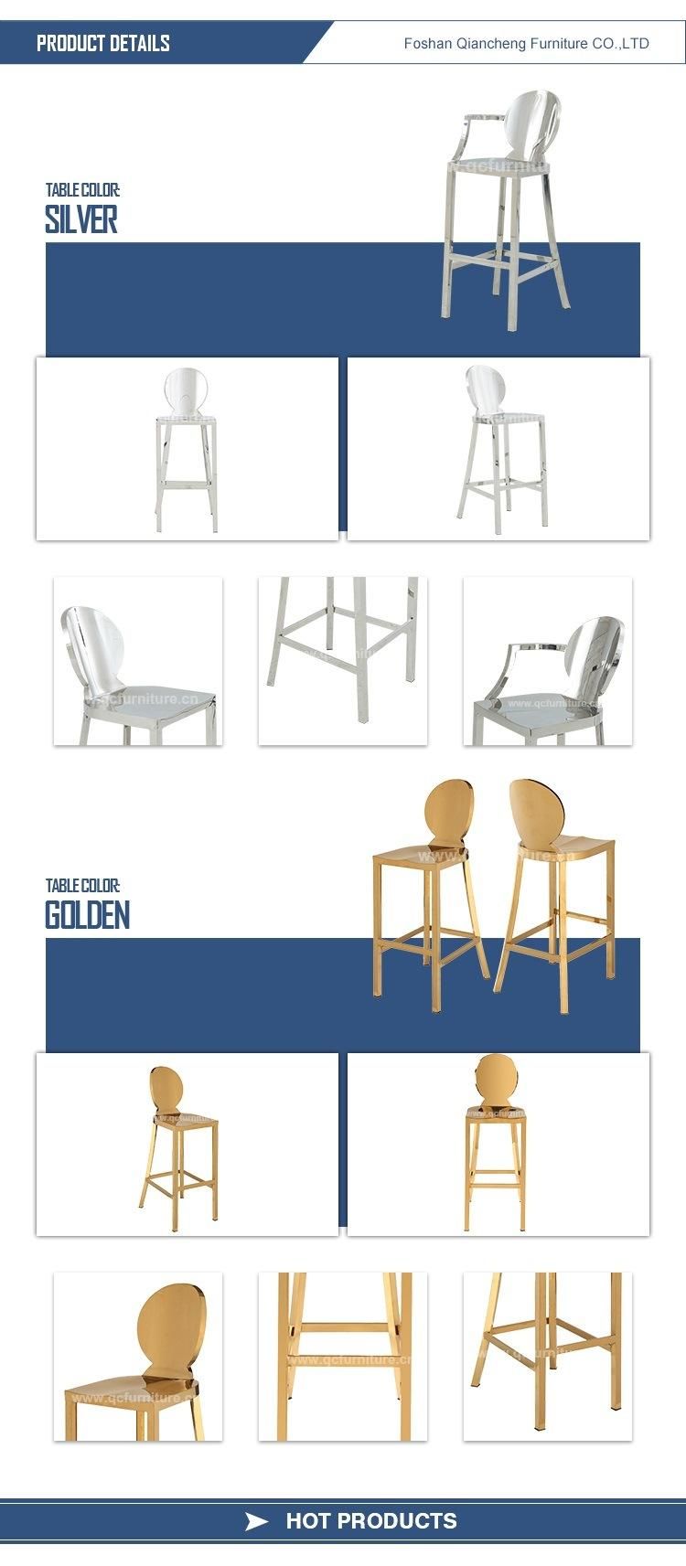 Modern Stainless Steel Bar Chair with Single Armrest B001#