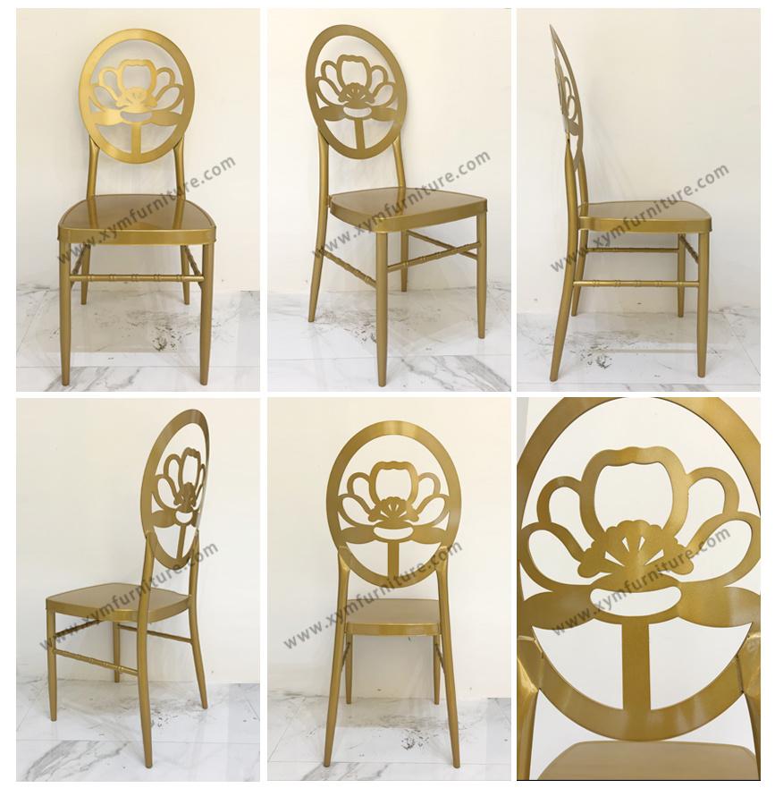 New Style Fancy Flower Design Back Metal Chiavari Chair for Wedding Event