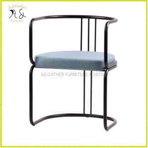 Modern Design Metal Arm Chair with Blue Cushion