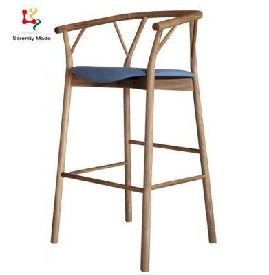 Vintage Styled Dining Restaurant Furniture Wooden High Bar Stool with Seat Pad