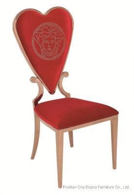 Red Wedding Chair Dining Chair with Stainless Steel Gold Frame