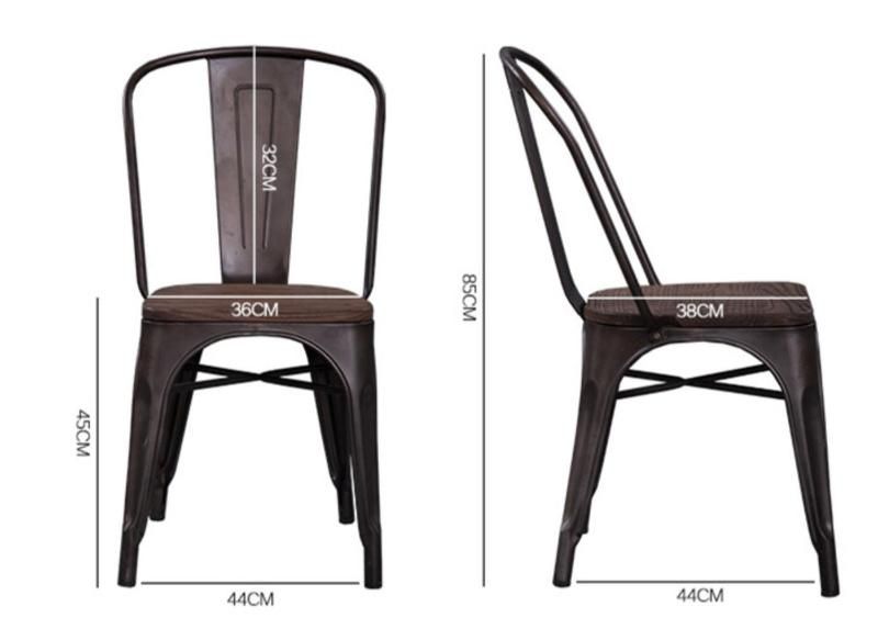 Sillas De Metalicas Vintage Industrial Style Dine Furniture Tolixs Steel Metal Frame Black Dining Chair for Outdoor Restaurant