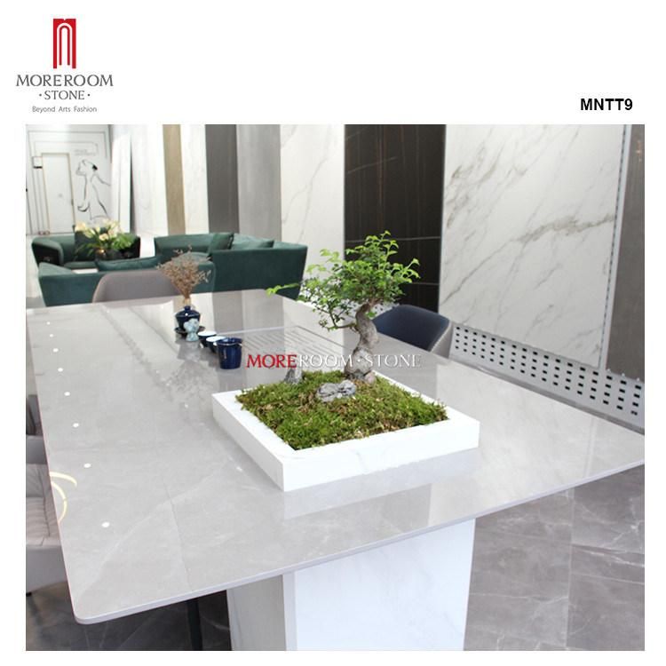 Modern Style Rectangle Calacatta White Marble Stone Look Porcelain Slab Dining Tables