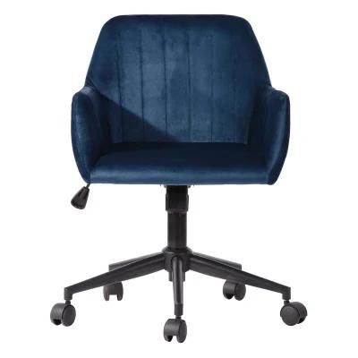 Shell Design Velvet Home Office Chair, Adjustable Swivel Rolling Vanity Chair with Wheels for Bedroom Study Room
