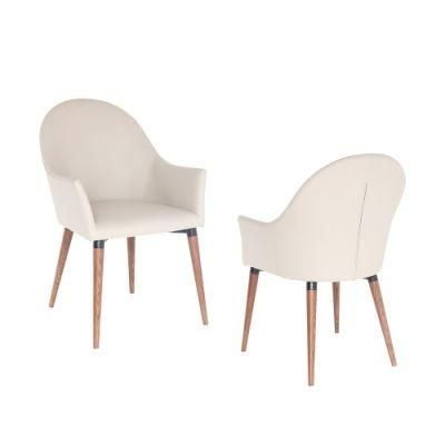 Factory Armrest Wooden PU Dining Chair for Living Room