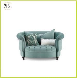 French Luxury Furniture Sofa Chair Single with Velvet Fabric Round Velvet Sofa