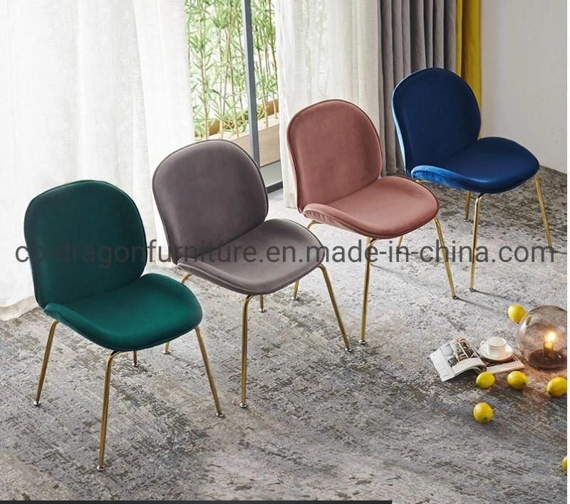 Restaurant Furniture Luxury Velvet Steel Legs Dining Chair with Back