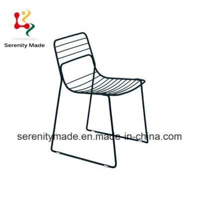 Chinese Classic Black Metal Dining Stackable Wire Chair
