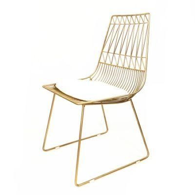 Gold Plating Metal Frame industrial Restaurant Leisure Chair Outdoor Stackable Birstro Dining Chair