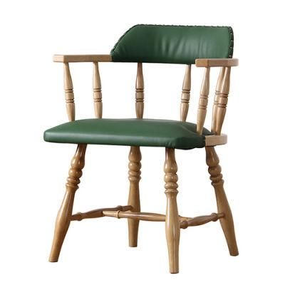 Kvj-9033 Traditional Bamboo Style Solid Wood PU Seat Armchair