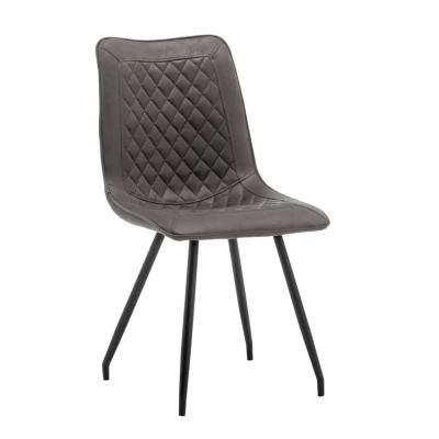 Hot Sale Home Furniture Dining Room Modern Design Grey Velvet Seat and Chrome Leg Dining Chair