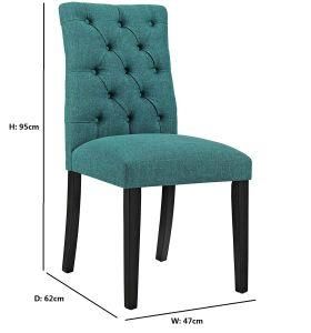 Teal Color Fabric Chair with Button Back
