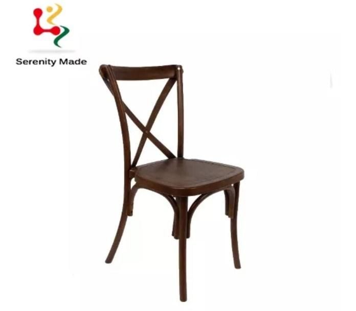 Banquet Furniture Event Hire Party Use Restaurtant Dark Wood Cross Back Stackable Bent Wood Dining Chair