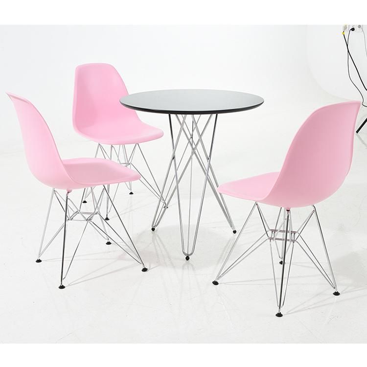 Chaise En Plastique Creative Office Cafe Dining Chair Electroplated Legs PP Seat Casual Fashion Dining Table Chair Set Dining Room Chair for Kitchen