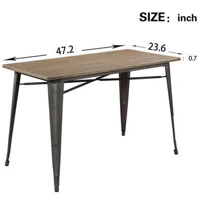 Restaurant Furniture Banquet Table Stable Base Wooden Rectangular Large Dining Table with Metal Legs