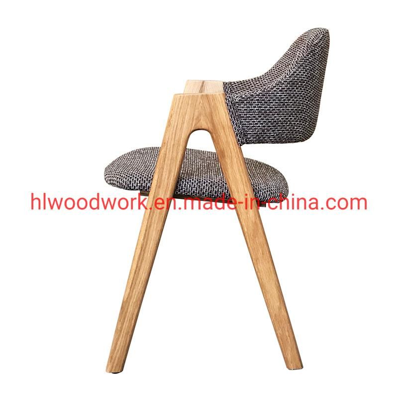 Resteraunt Furniture Oak Wood Tai Chair Oak Wood Frame Natural Color Brown Fabric Cushion and Back Dining Chair Coffee Shop Chair Dining Chair