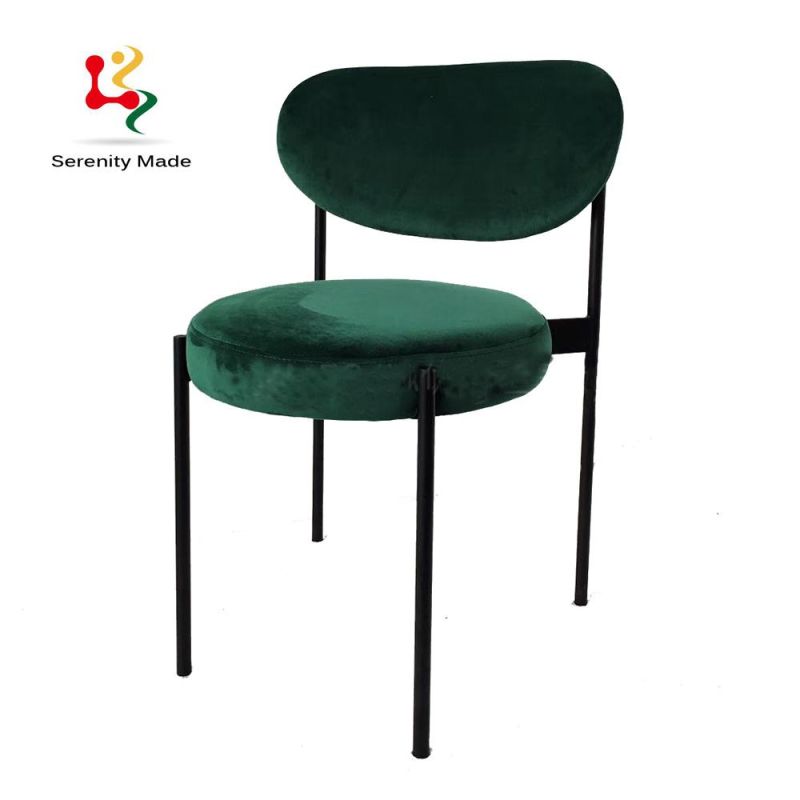 Modern Design Velvet Upholstered Lounge Dining Chair with Metal Legs