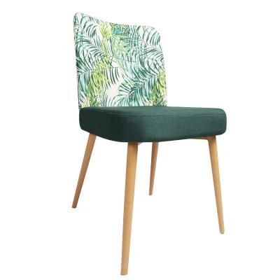 Factory Direct Modern Design Green Dining Chair Velvet Fabric Chair with Iron Tube Legs