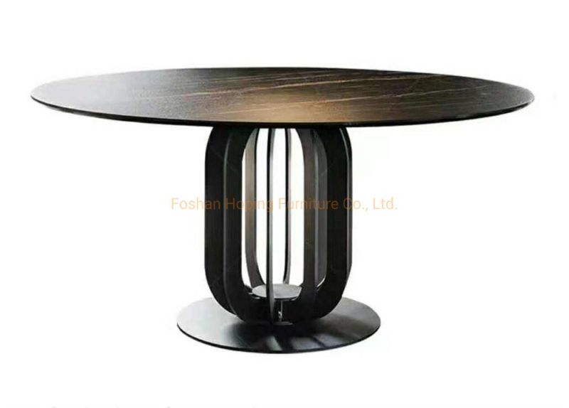 Factory Wholesale Modern Restaurant Furniture Luxury Rectangle Marble Dining Table with Steel Base