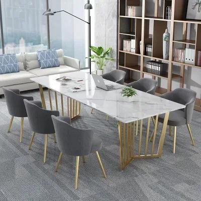 Customized Length Durable Kitchen Marble Top Dining Table and Chair Sets