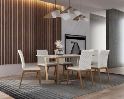 Home Furniture Dining Unique Sintered Stone Table Restaurant Dining Set with Leather Chiars