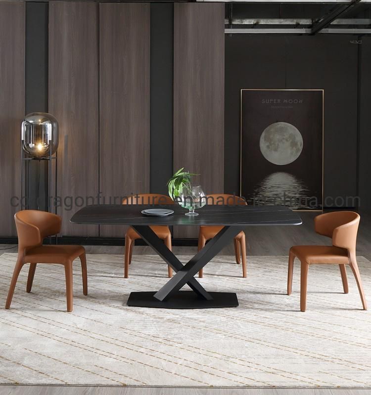 Modern Luxury Leather Metal Dining Chair for Living Room Furniture