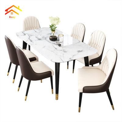 Classic Italian Metal Base Design Fashion White Marble Top Dining Table Small Cafe Tables with Cheaper Factory Prices